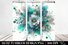 Colorful Cyan Watercolor Particles with Silver Foil | 20 oz Product Image 2
