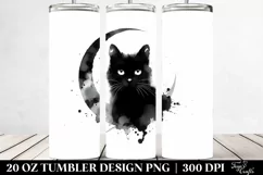 Simple Washed Watercolor Black Cat | 20 oz Tumbler Product Image 2