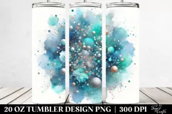 Colorful Cyan Watercolor Particles with Silver Foil | 20 oz Product Image 2