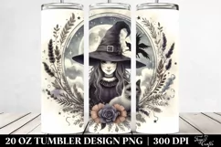 Quirky Vintage Witch with Cat Tumbler Design Product Image 2
