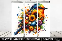 Abstract Vibrant Bird Sunflower Tumbler | 20 oz Tumbler Product Image 2