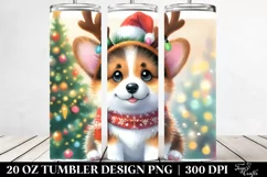 Christmas Pembroke Welsh Corgi with Reindeer Horns PNG Product Image 2