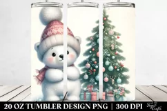 Cute Polar Bear with Christmas Tree 20 Oz Tumbler Product Image 2