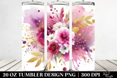 Colorful Magenta Watercolor Background with Golden Foil | 20 Product Image 2
