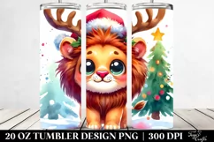Christmas Lion with Reindeer Horns PNG Product Image 2