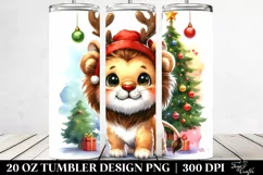 Christmas Lion with Reindeer Horns PNG Product Image 2