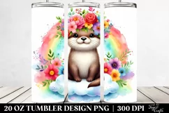 Baby Otter with Floral Crown, Transparent 20 Oz Tumbler Product Image 2