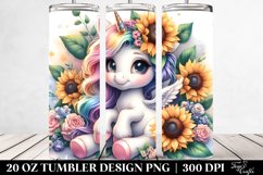 Cute Baby Unicorn Sunflower | 20 oz Tumbler Product Image 2