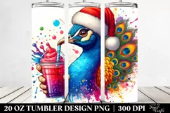 Colorful Peacock Drinking with Straw | 20 oz Tumbler/br Product Image 2