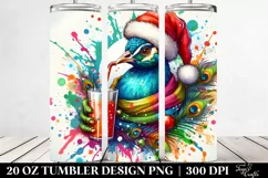 Colorful Peacock Drinking with Straw | 20 oz Tumbler/br Product Image 2
