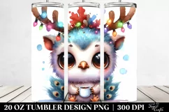 Christmas Peacock with Reindeer Horns PNG Product Image 2
