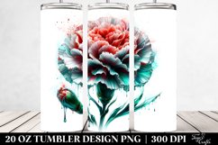 20 Oz Tumbler Sublimation | Colorful Carnation Watercolor Product Image 2
