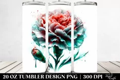 20 Oz Tumbler Sublimation | Colorful Carnation Watercolor Product Image 2