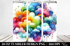 Colorful Watercolor Cloud Design | 20 Oz Tumbler Product Image 2
