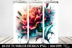 20 Oz Tumbler Sublimation | Abstract Shiny Rose Watercolor Product Image 2