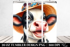 Cow Portrait Sun Hat Big Eyes | 20 Oz Tumbler Product Image 2