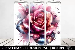 20 Oz Tumbler Sublimation | Abstract Glossy Shiny Flower Product Image 2