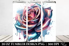 20 Oz Tumbler Sublimation | Colorful Shiny Abstract Rose Product Image 2