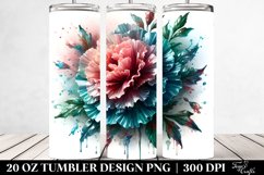 20 Oz Tumbler Sublimation | Glossy Watercolor Carnation Product Image 2