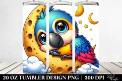 Cute Macaw on Moon 20 Oz Tumbler Product Image 2
