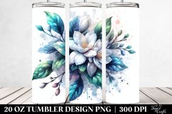 20 Oz Tumbler Sublimation | Glossy Jasmine Watercolor Product Image 2