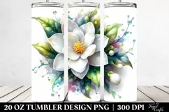 20 Oz Tumbler Sublimation | Glossy Jasmine Flower Watercolor Product Image 2