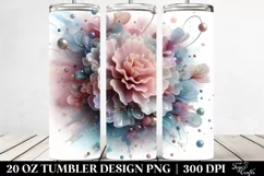 Glossy Carnation Watercolor Splash 20 Oz Tumbler Product Image 2