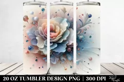 Glossy Carnation Watercolor Splash 20 Oz Tumbler Product Image 2