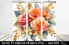 Watercolor Vibrant Orange Roses Tumbler Product Image 2