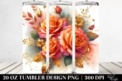 Simple Orange Roses Gold Tumbler Design Product Image 2