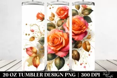 Watercolor Vibrant Orange Roses Tumbler Product Image 2