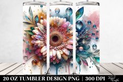20 Oz Tumbler Sublimation | Colorful Glossy Gerbera Product Image 2