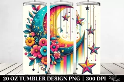 Vibrant Moon and Stars Tumbler Design Product Image 2