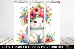 Cute Bunny with Flower Crown 20 Oz Tumbler Product Image 2