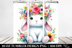 Cute Bunny with Flower Crown 20 Oz Tumbler Product Image 2