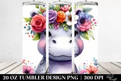 Vibrant Hippo Flower Crown | 20 oz Tumbler Product Image 2