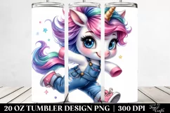 Jumping Cute Unicorn | 20 oz Tumbler Product Image 2