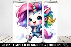 Jumping Cute Unicorn | 20 oz Tumbler Product Image 2