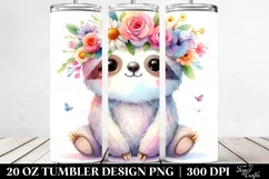Cute Cartoon-Style Sloth with Flower Crown | 20 oz Tumbler Product Image 2