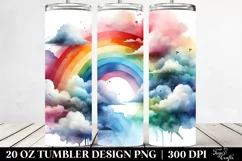 Colorful Watercolor Abstract with Rainbow and Clouds | 20 oz Product Image 2