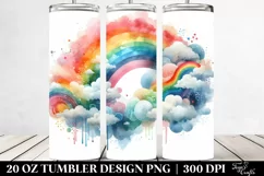 Colorful Watercolor Abstract with Rainbow and Clouds | 20 oz Product Image 2