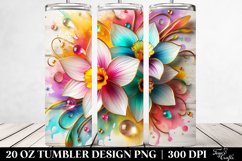 20 Oz Tumbler Sublimation | Colorful Narcissus Watercolor Product Image 2