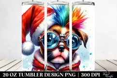 Expressive Baby Boxer with Santa Hat PNG Product Image 2