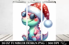 Cute Dinosaur with Santa Hat, Transparent 20 Oz Tumbler Product Image 2