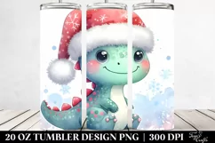 Cute Dinosaur with Santa Hat, Transparent 20 Oz Tumbler Product Image 2