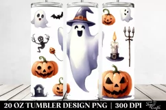 Simple Funny Ghost Halloween Sticker 20 Oz Tumbler Product Image 2