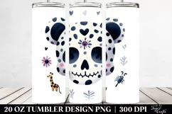 Simple Watercolor Skull Halloween Tumbler Design | 20 oz Product Image 2