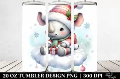 Winter Rhino Santa Hat Tumbler Design Product Image 2
