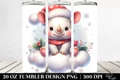 Cute Rhino Santa Hat Tumbler Design Product Image 2
