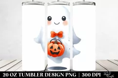 Cute Ghost Watercolor Halloween Tumbler Design | 20 oz Product Image 2